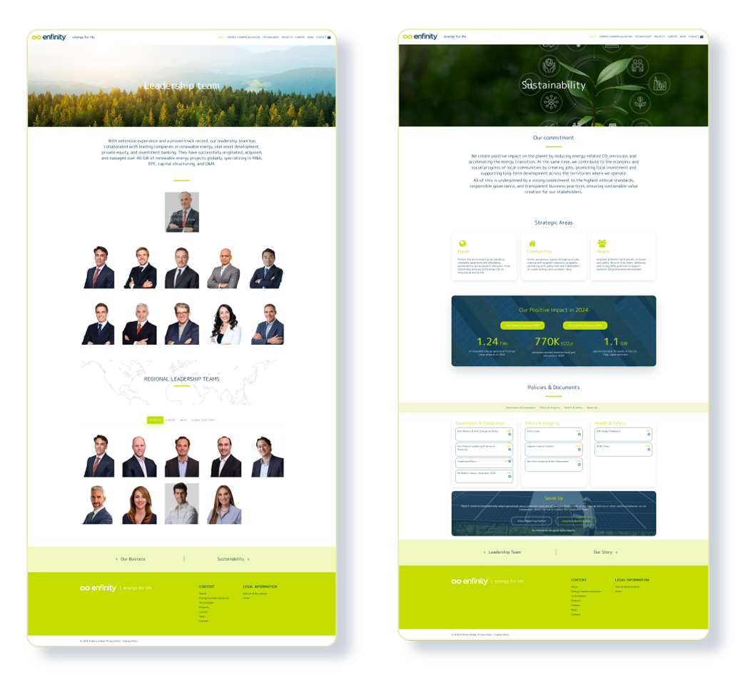 Muestra de diseño web: energías renovables para Enfinity Global.