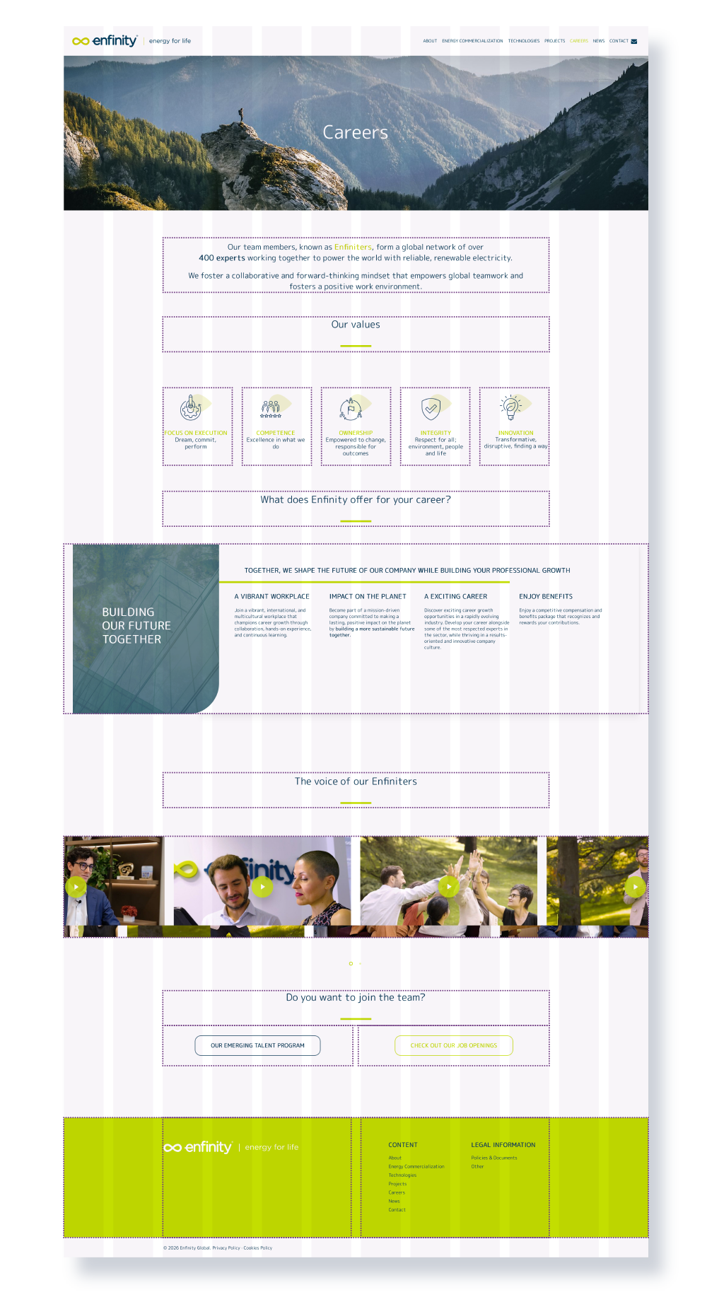 Maquetación y estructura de diseño web para el sector energético.