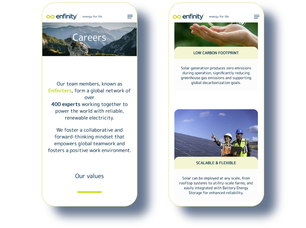 Optimización de interfaz en el diseño web de Enfinity Global.